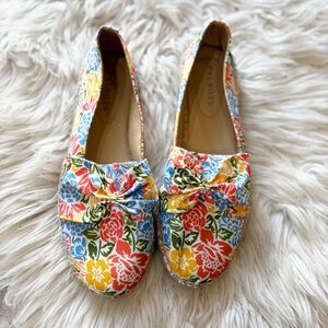 Talbots Multicolor Floral Izzy Cinched Garden Blossoms Espadrille Flats Sz 8.5M